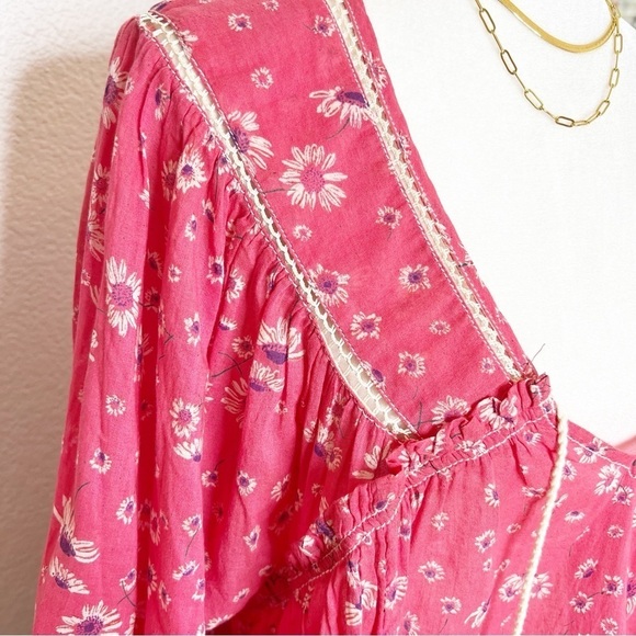 Free People Never A Dull Moment Blouse Red Floral S - Picture 3 of 9